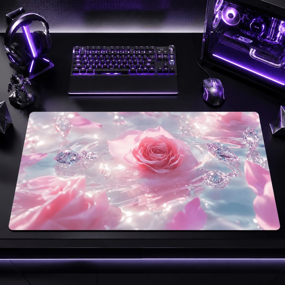 Desk Setup Simple - Original pink rose watermark. Ideal for
