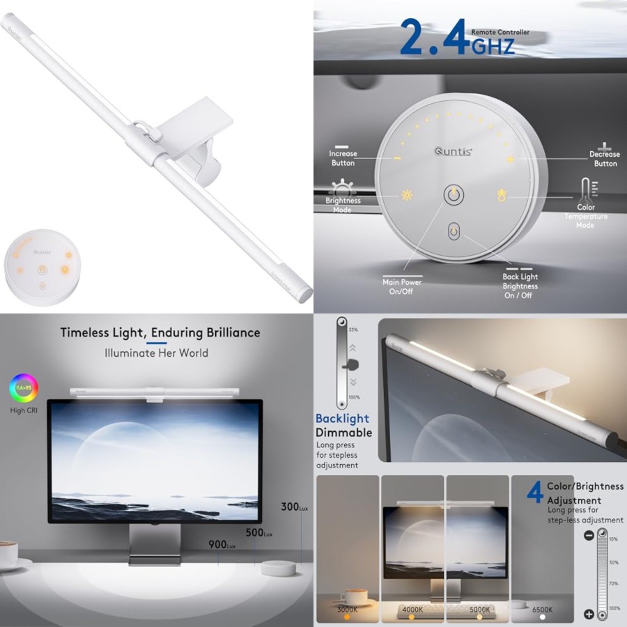 Desk Setup In Office - Monitor Light Bar with Remote, Eye-Care