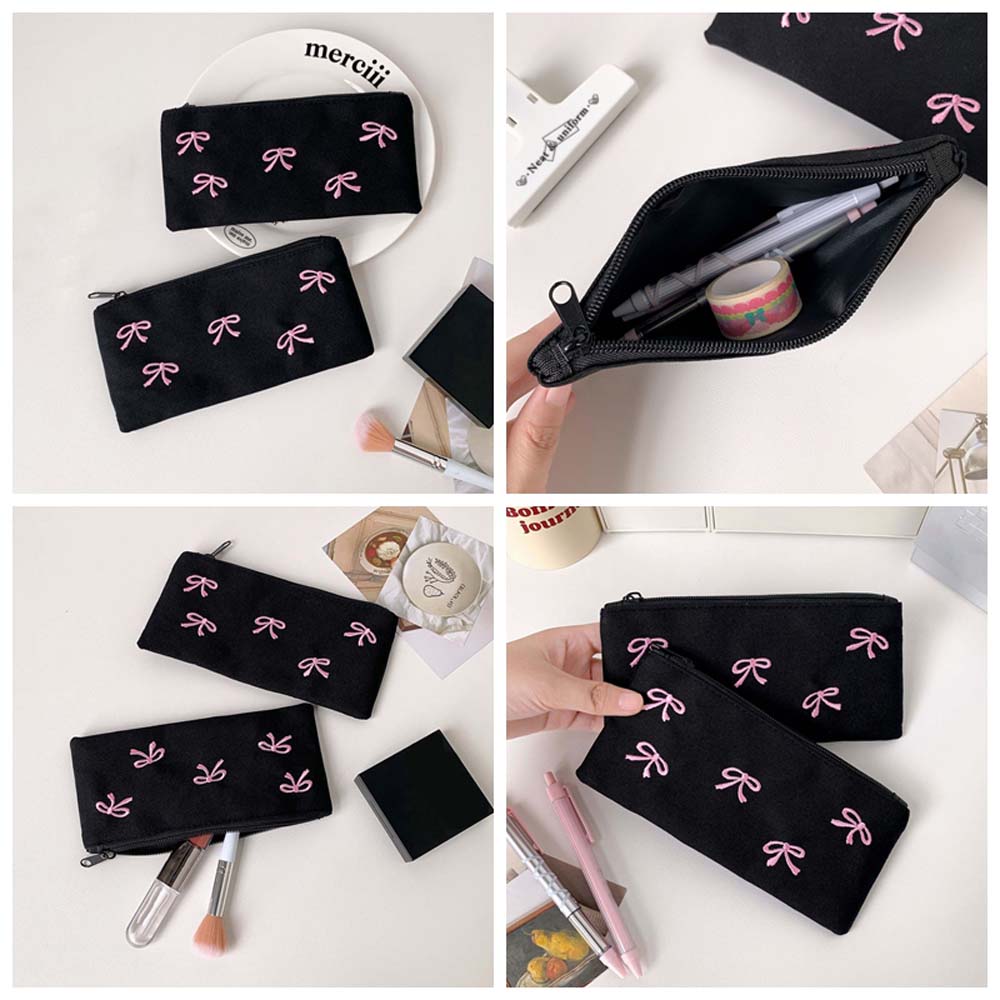 Korean Desk Setup - Bowknot Bow Stationery Bag Large Capacity