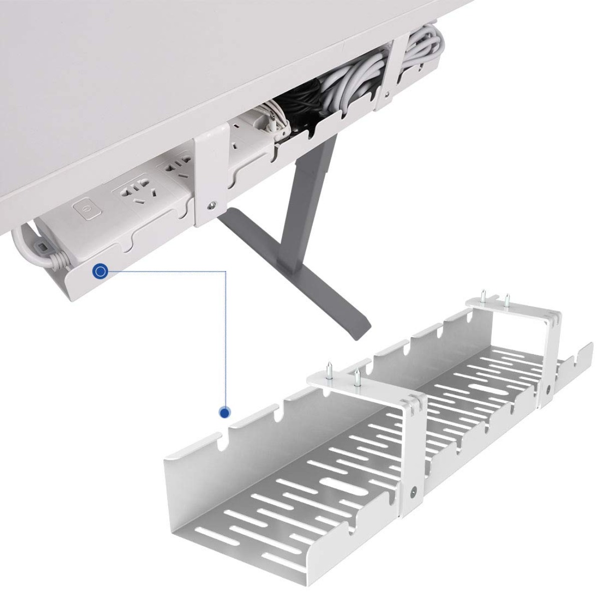 Desk Setup Living Room - Cable Management Tray Desk Organizer Under