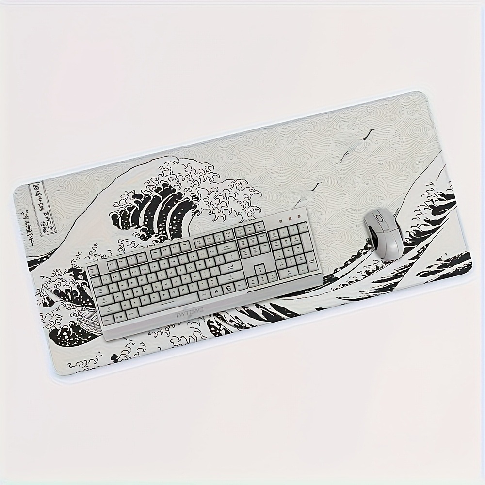 Desk Setup Simple - Black White Wave Art XXL Desk