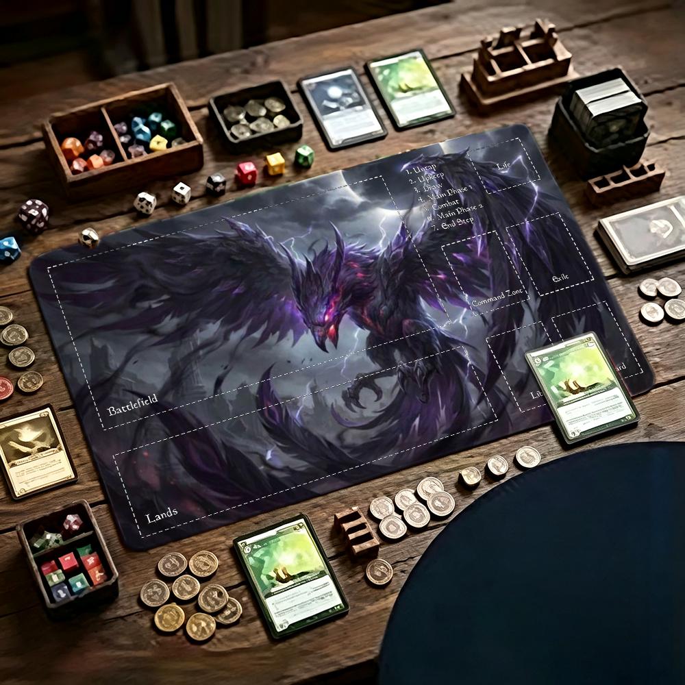 Desk Setup Dark - Dark Purple Phoenix Playmat TCG Card