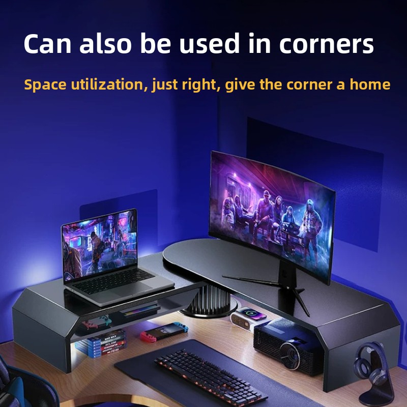 Desk Setup Living Room - Gaming Dual Monitor Stand Office Screen