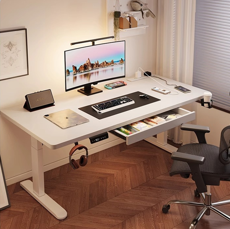 Desk Setup In Office - Modern Iron Dual Motor Electric Standing