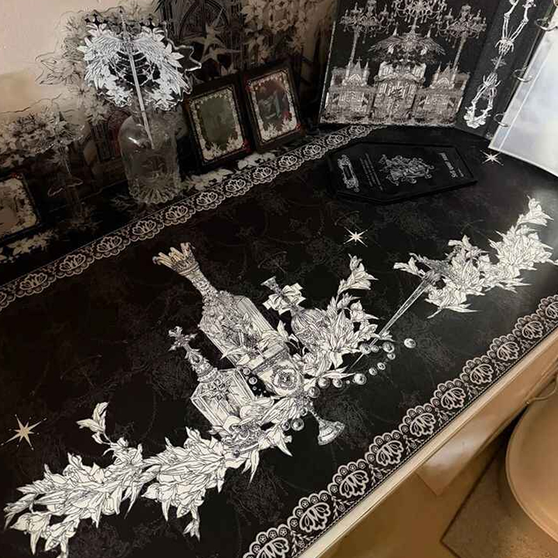 Desk Setup Dark - Divine Realm Gothic Building Mouse Pad