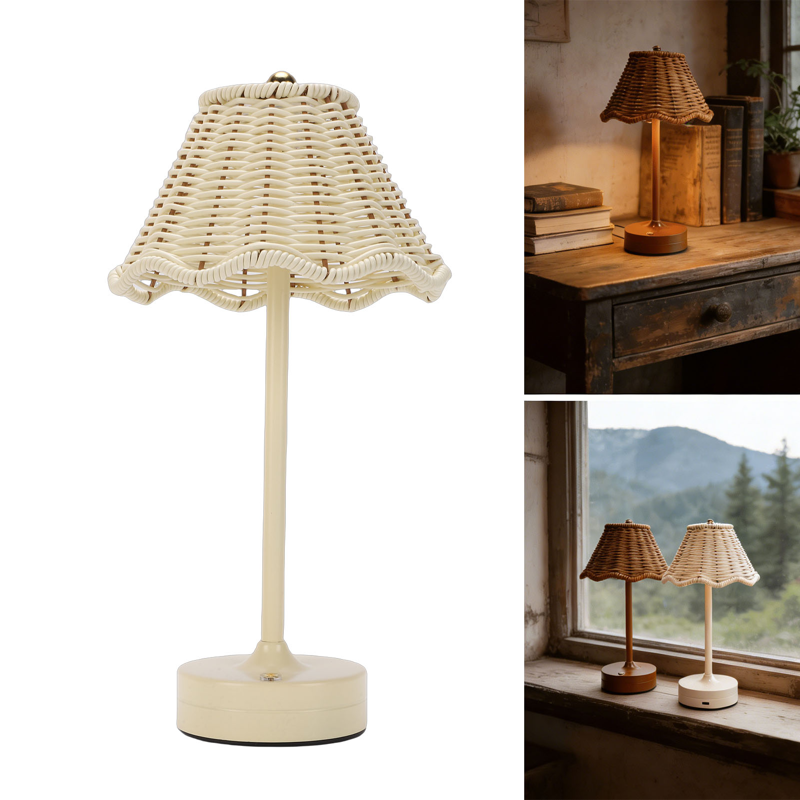 Desk Setup Vintage - LED Vintage Rattan Table Lamp 3