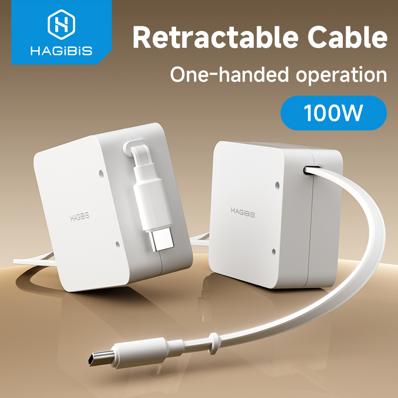 Desk Setup Mac - Hagibis Retractable USB C Cable 100W