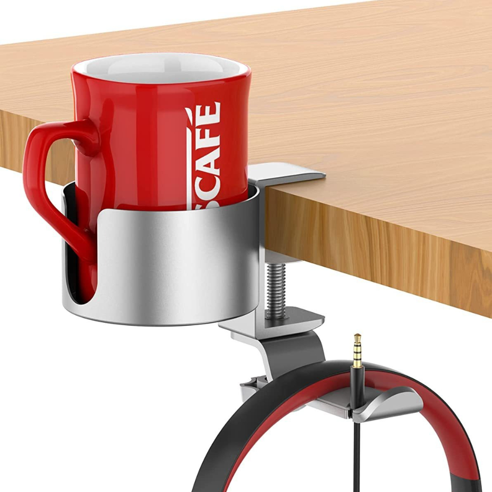 Desk Setup In Office - 360° Rotating Desk Headphone Holder with