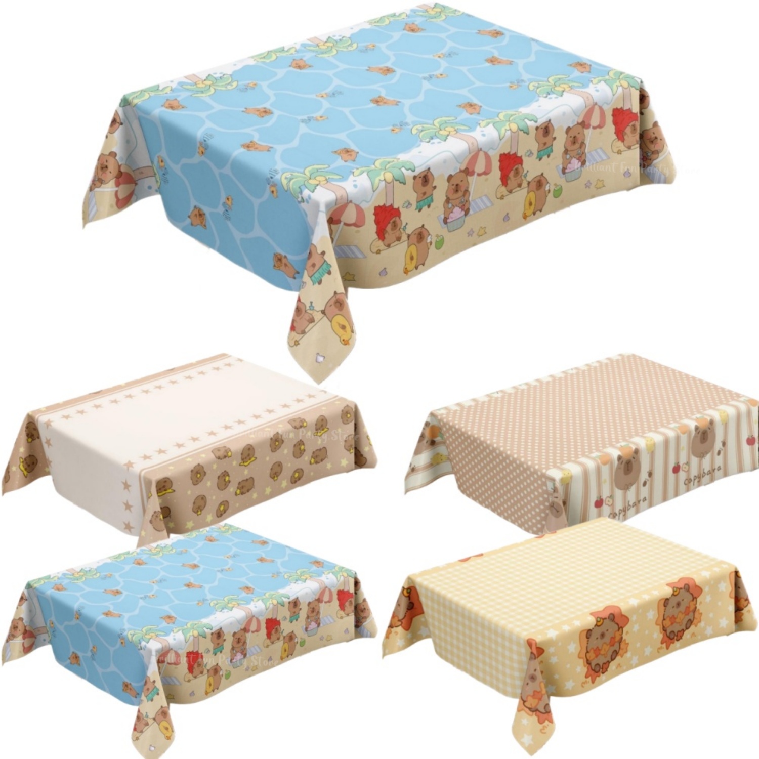 Desk Setup Girl - Cute Capybara Tablecloth for Kids Birthday