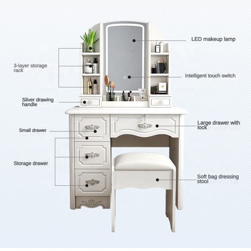 Girls White and pink Modern Wo - Desk Setup Simple recension och pris