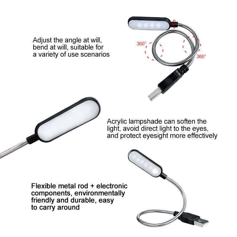 Mini 4 LED Book Lamp Portable  - Desk Setup Ideas recension och pris