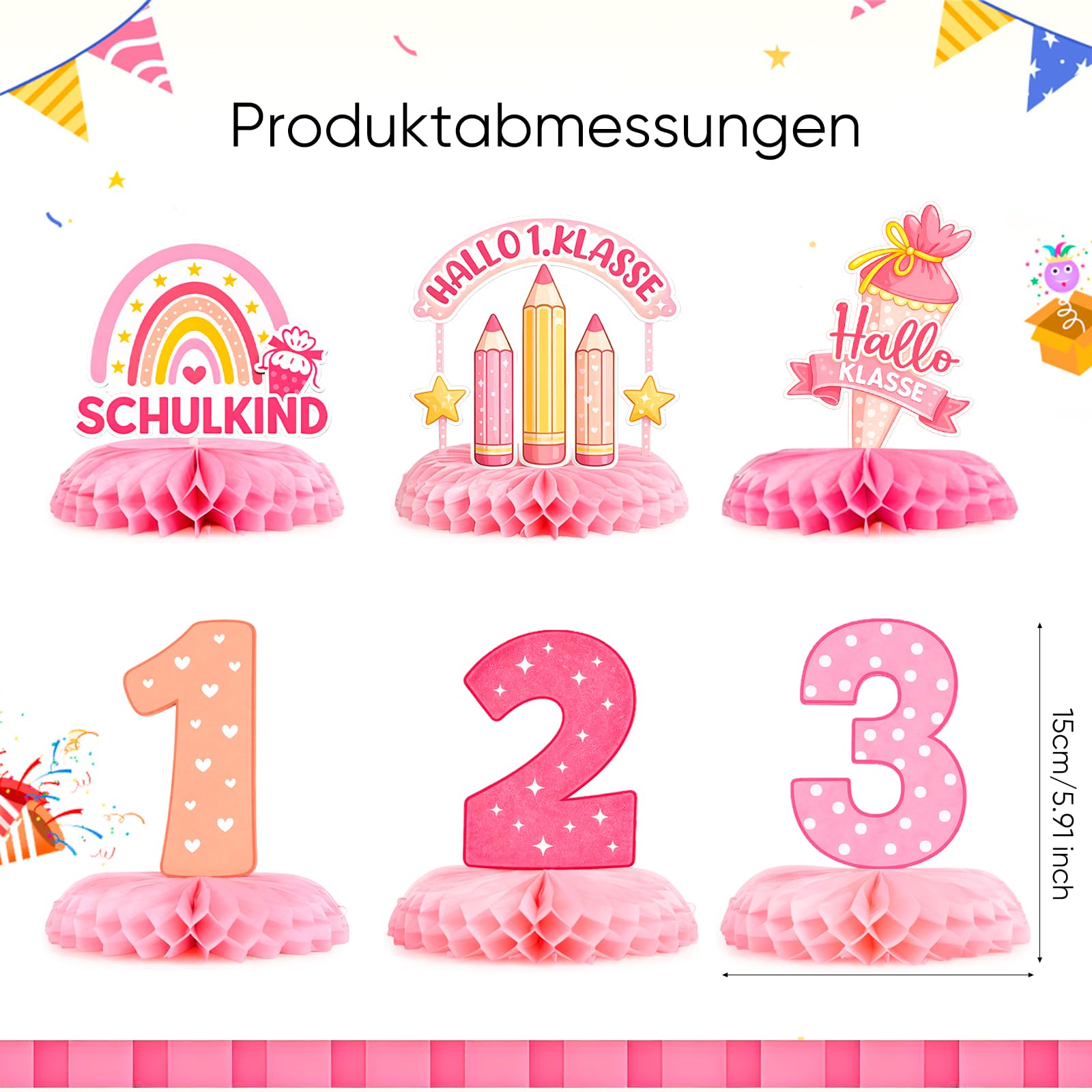 6Pcs Pink Rainbow Schulkind 12 - Desk Setup Girl recension och pris