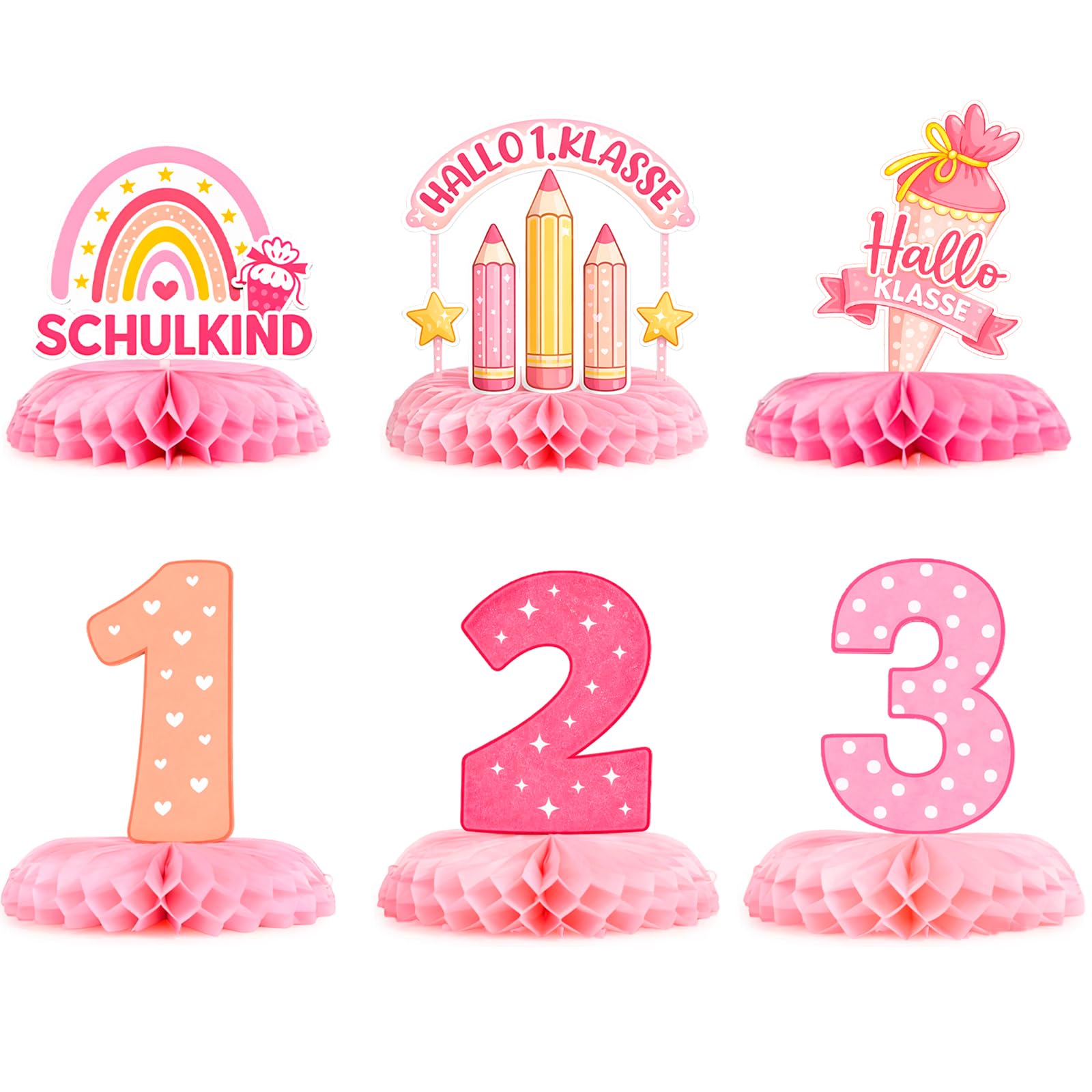 6Pcs Pink Rainbow Schulkind 12 - Desk Setup Girl recension och pris
