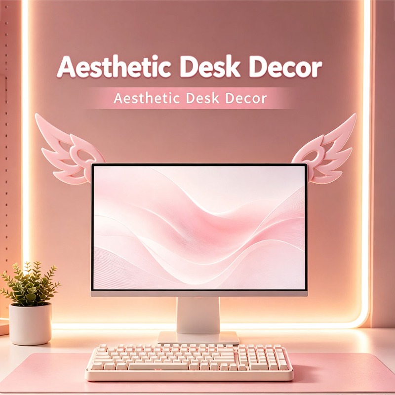 Kawaii 3D Wing Decor for Compu - Desk Setup Tech recension och pris