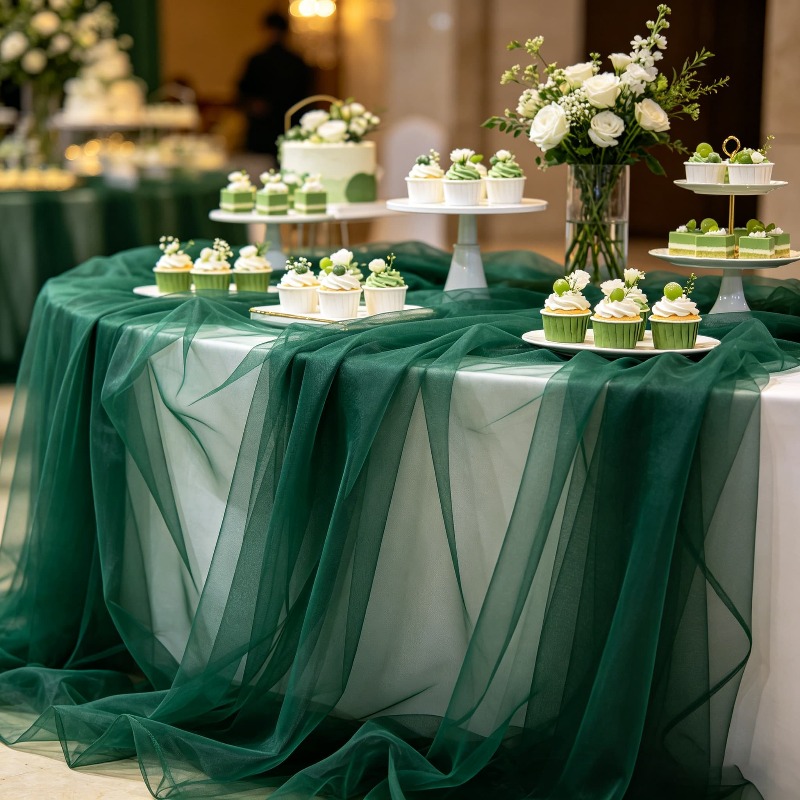 Dark Green Sheer Tulle Fabric  - Desk Setup Dark recension och pris