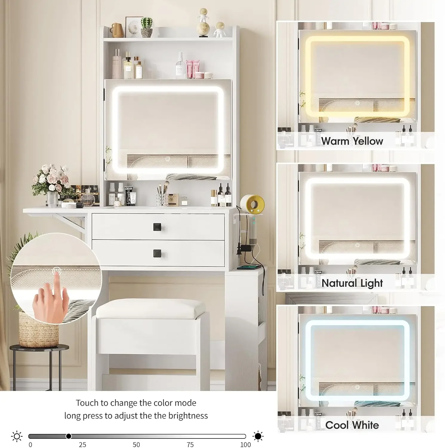 Small Makeup Vanity Desk with  - Desk Setup Small recension och pris