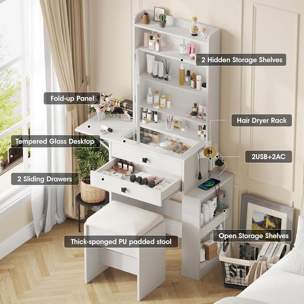 Vabches Small Makeup Vanity De - Desk Setup Small recension och pris