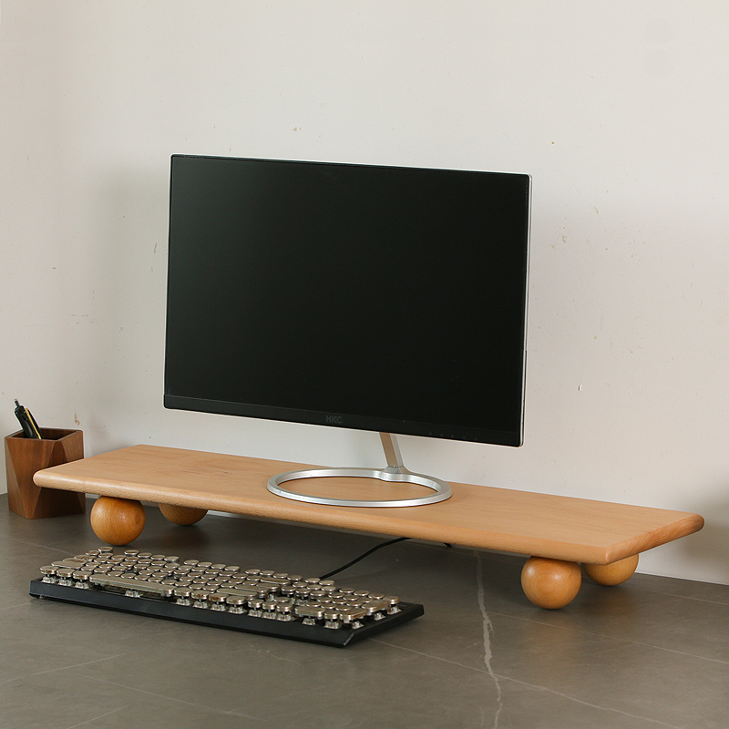 Natural Wood Desktop Riser Dua - Desk Setup Living Room recension och pris
