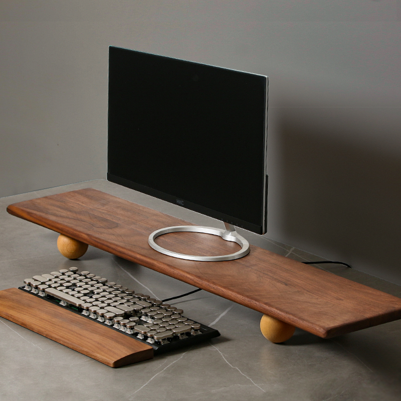 Natural Wood Desktop Riser Dua - Desk Setup Living Room recension och pris