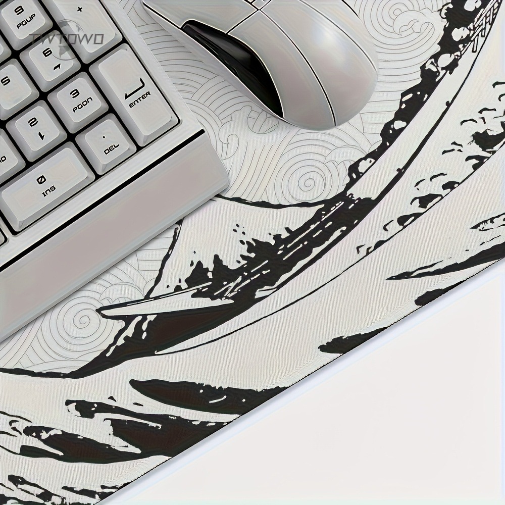 Black White Wave Art XXL Desk  - Desk Setup Simple recension och pris