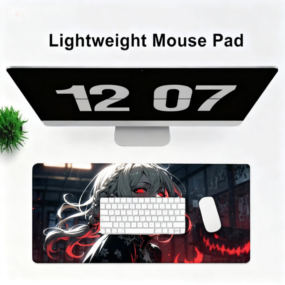 An anime girl with red flames  - Desk Setup Simple recension och pris