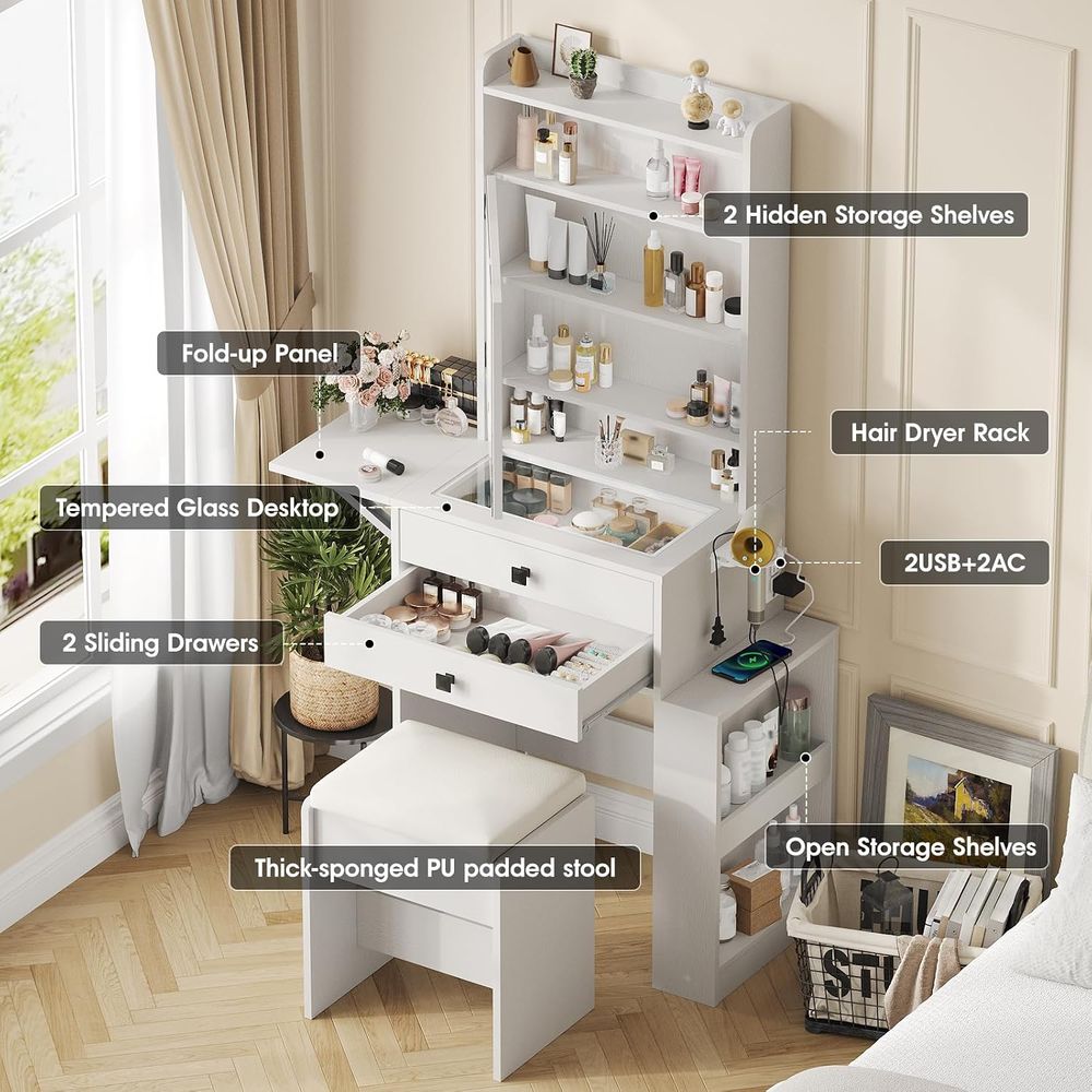 Vabches Small Makeup Vanity De - Desk Setup Small recension och pris