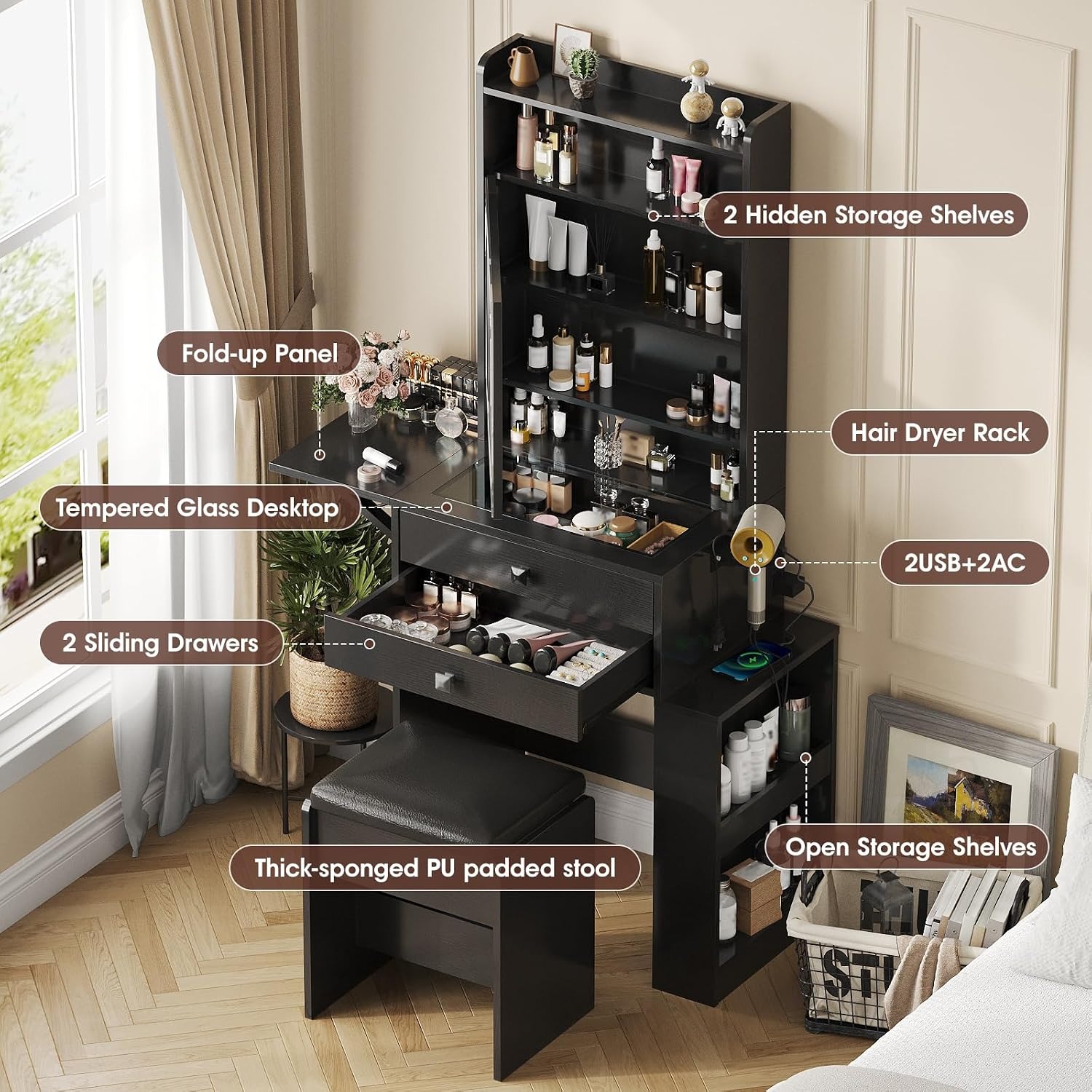 Small Makeup Vanity Desk with  - Desk Setup Small recension och pris