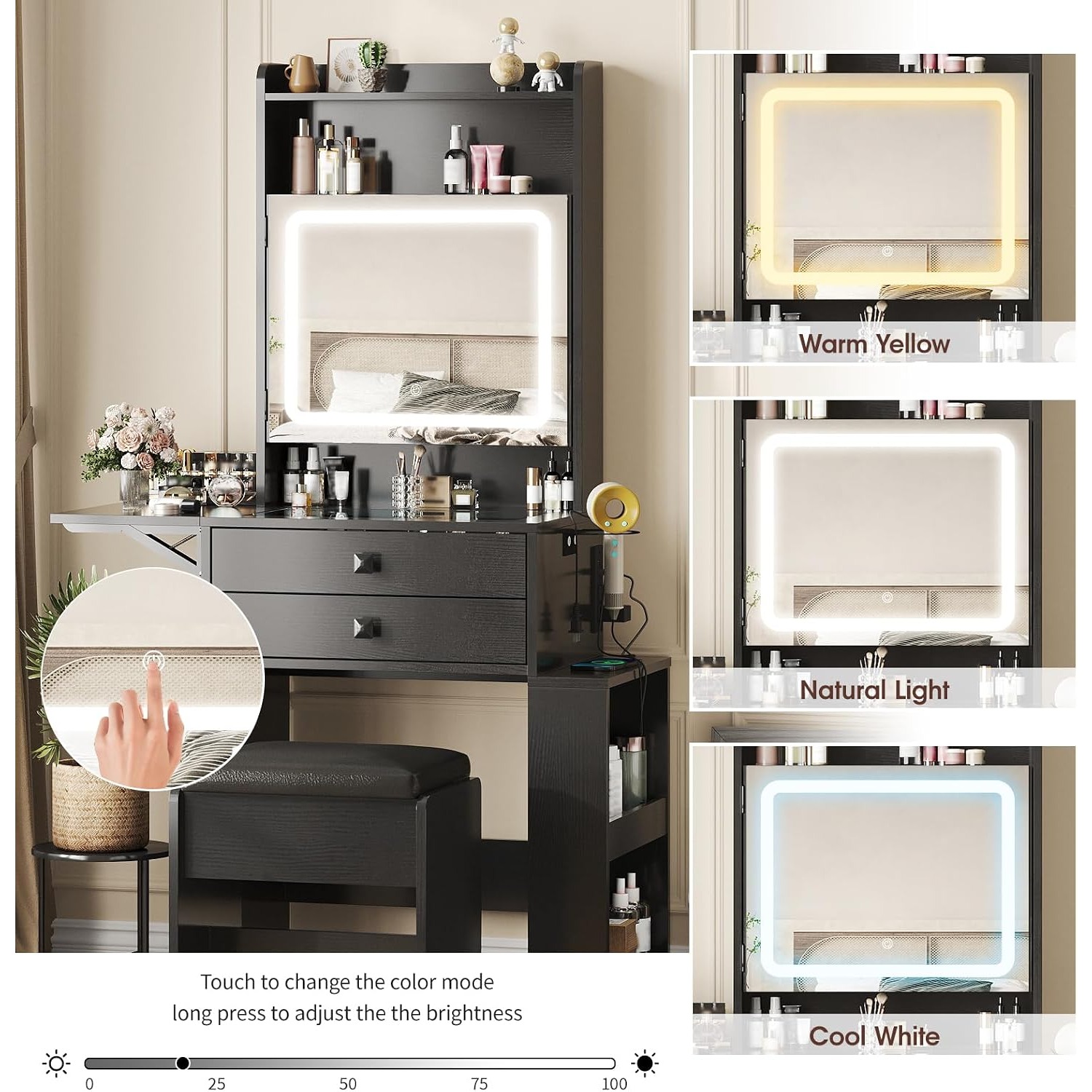Small Makeup Vanity Desk with  - Desk Setup Small recension och pris
