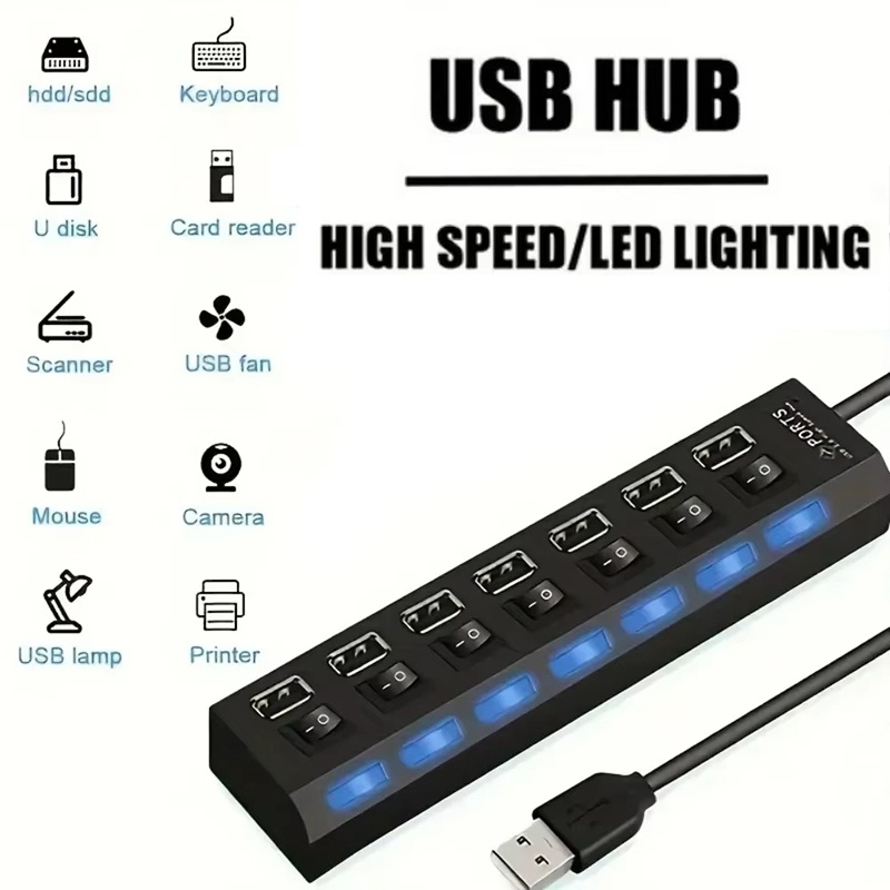 7 Port USB 2.0 Hub Splitter Fo - Desk Setup Mac recension och pris