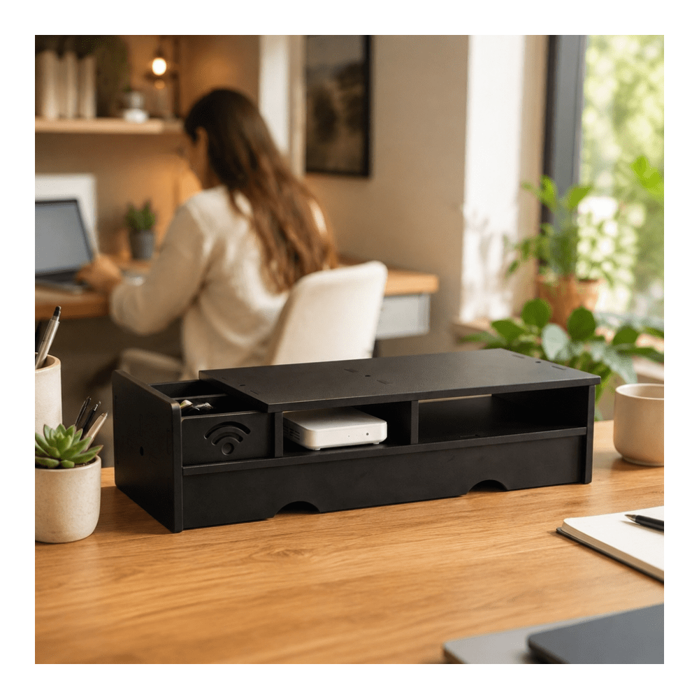 Black Matte WiFi Router Storag - Desk Setup Tech recension och pris