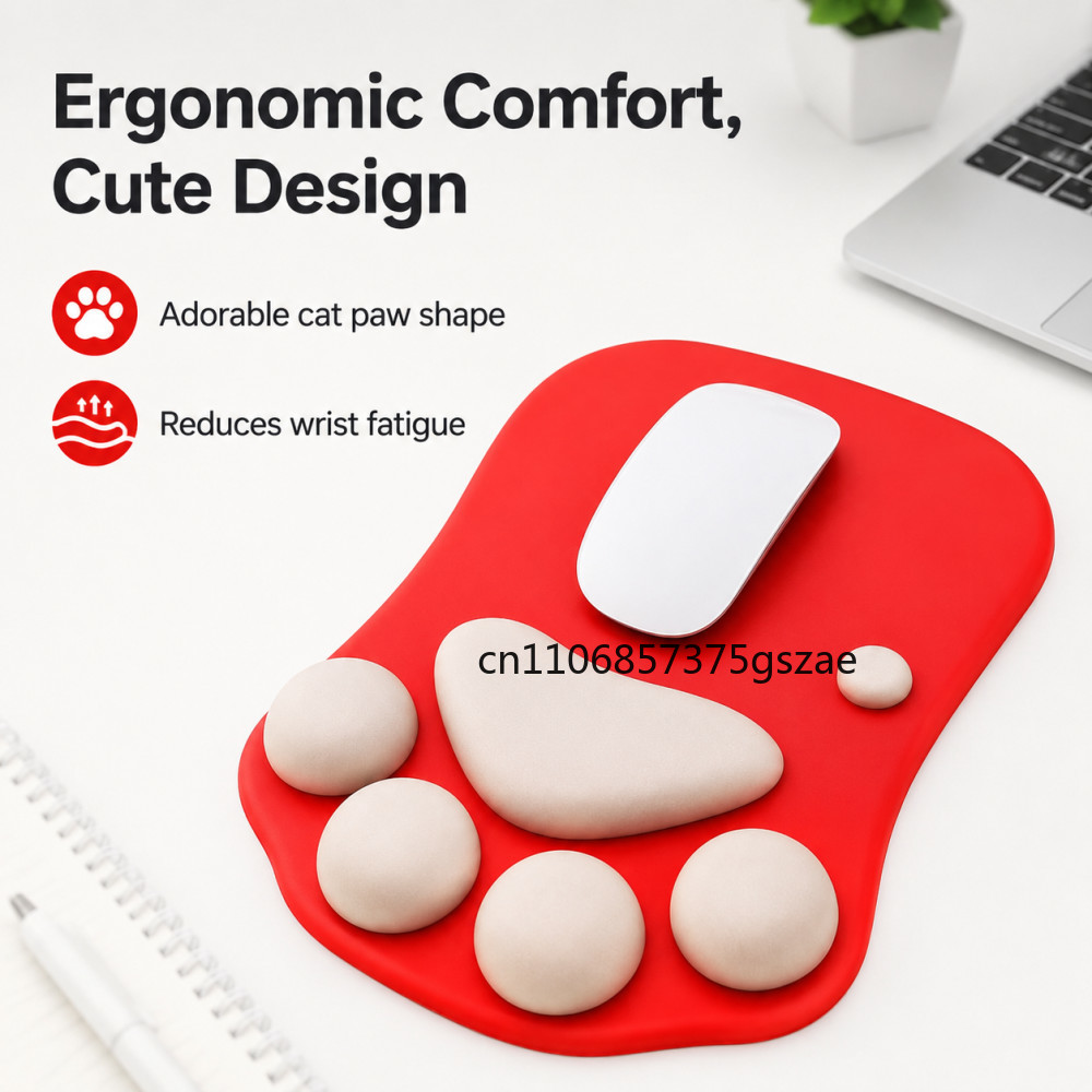 Cute 3D Cat Paw Mouse Pad Soft - Desk Setup Mac recension och pris