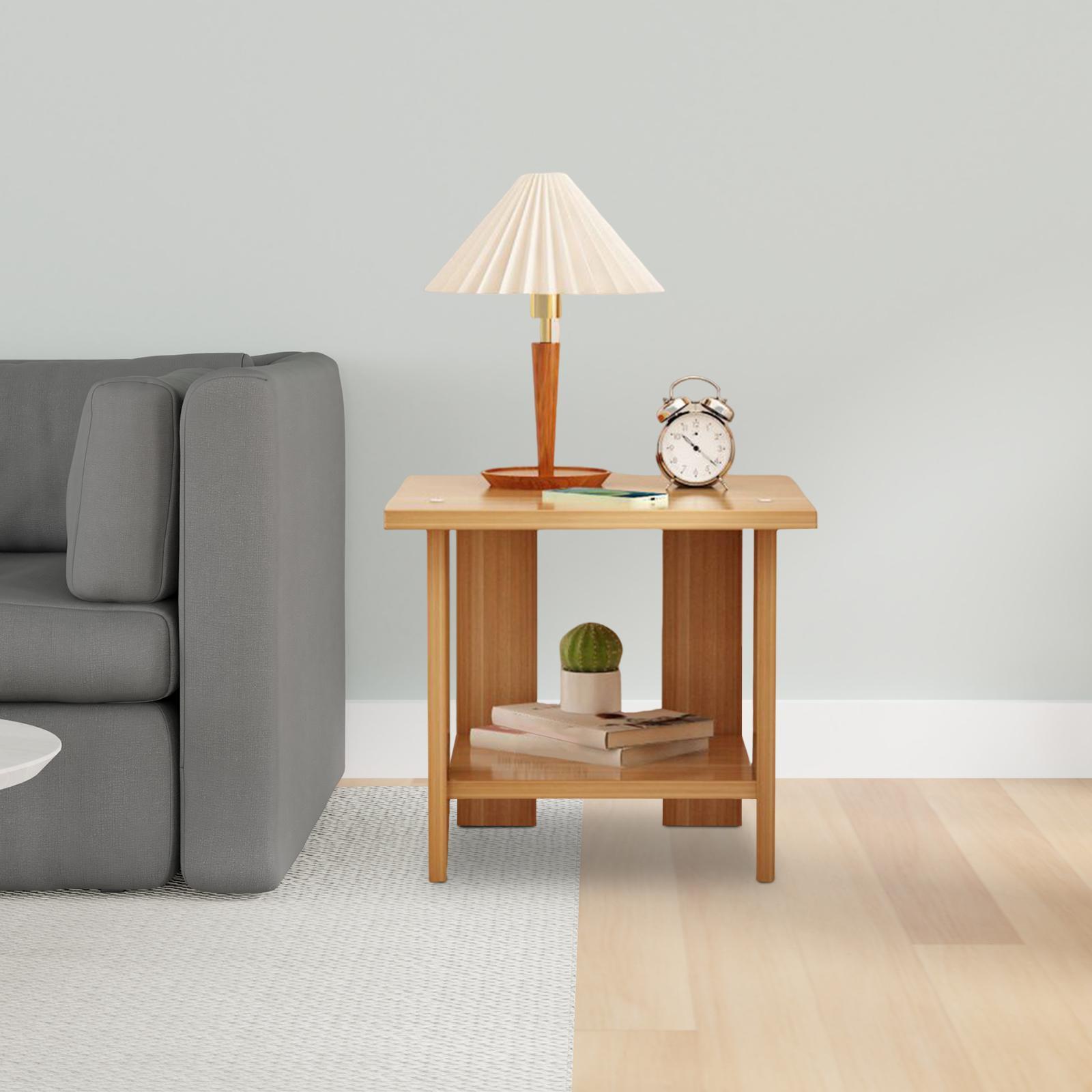 Wooden Double Layers Side Tabl - Desk Setup Ideas recension och pris