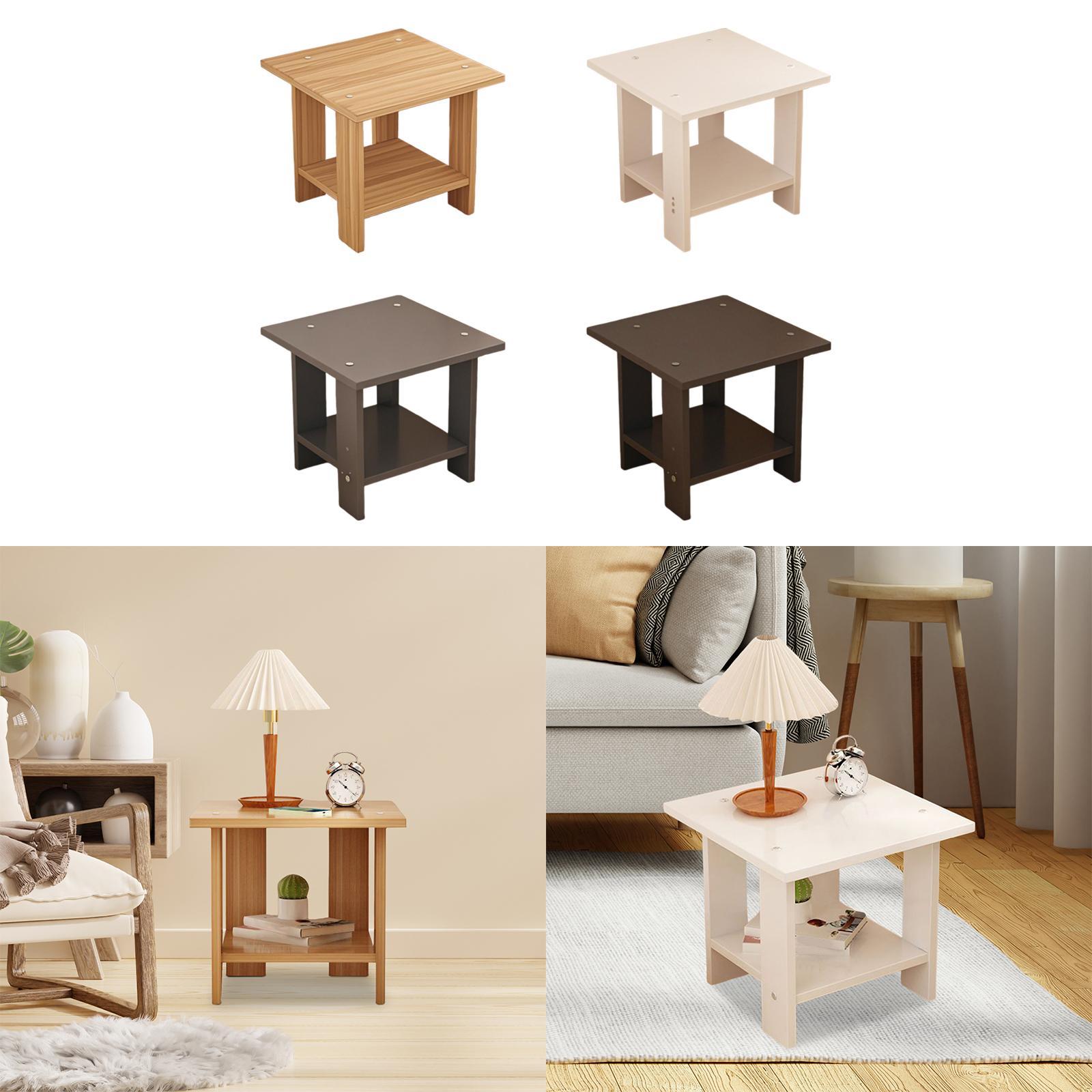 Wooden Double Layers Side Tabl - Desk Setup Ideas recension och pris