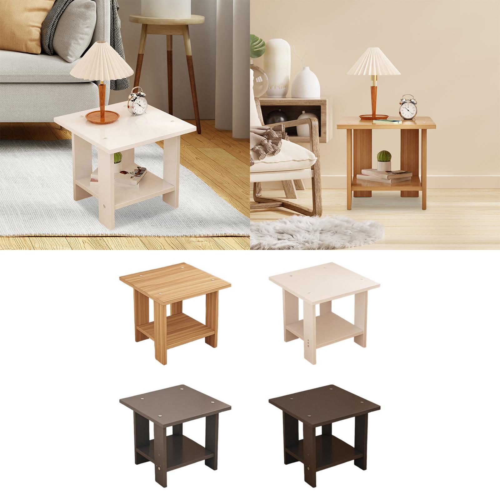 Wooden Double Layers Side Tabl - Desk Setup Ideas recension och pris