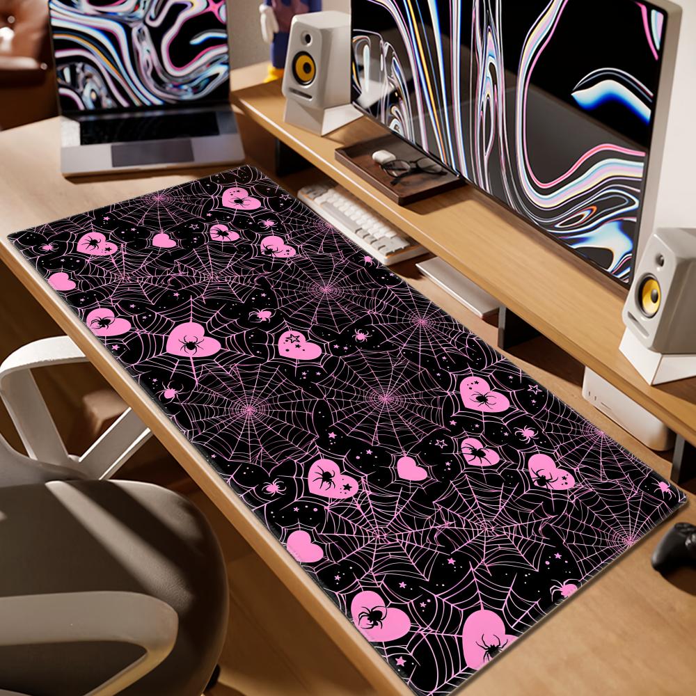 90x40 White or Pink Spiderweb  - Desk Setup Tech recension och pris