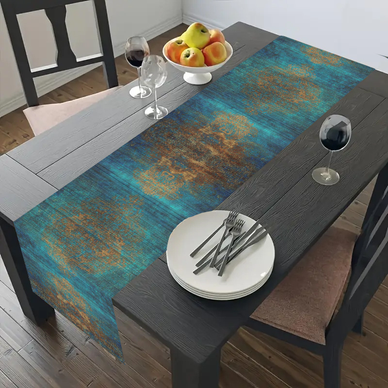 Dark Blue Retro Woven Table Ru - Desk Setup Dark recension och pris