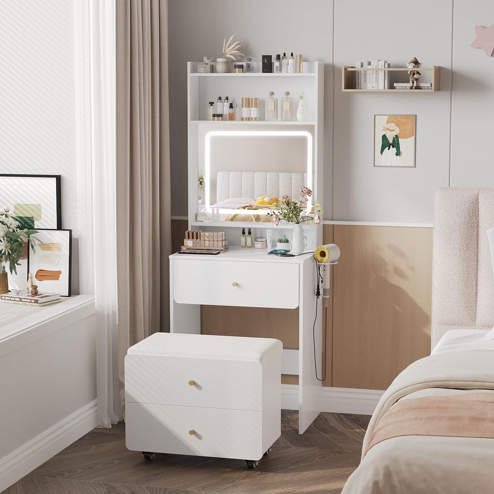 Up Vanity Desk with Mirror and - Desk Setup Small recension och pris