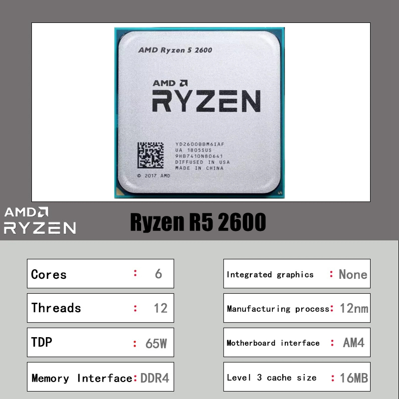 AMD Ryzen 5 2600 6-Core 12-Thr - Amd Cpu Ryzen 5 recension och pris